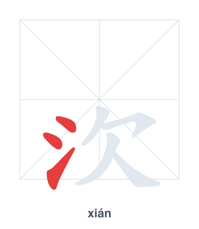 Stroke order practice for 㳄 - xián