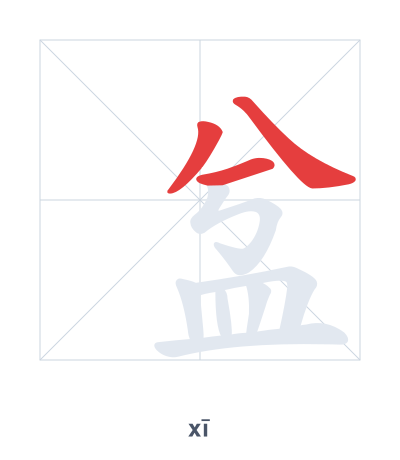 Stroke order practice for 㿽 - xī