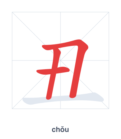 Stroke order practice for 丑 - chǒu