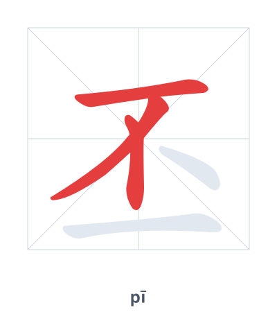 Stroke order practice for 丕 - pī