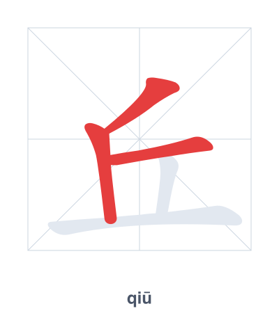 Stroke order practice for 丘 - qiū