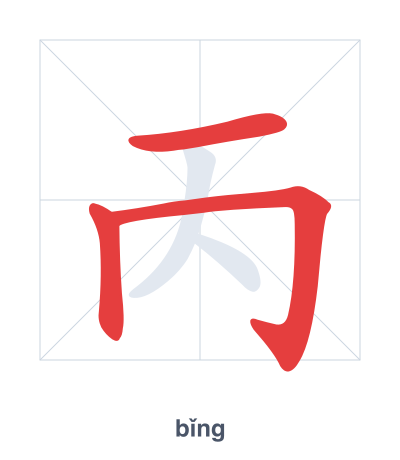 Stroke order practice for 丙 - bǐng