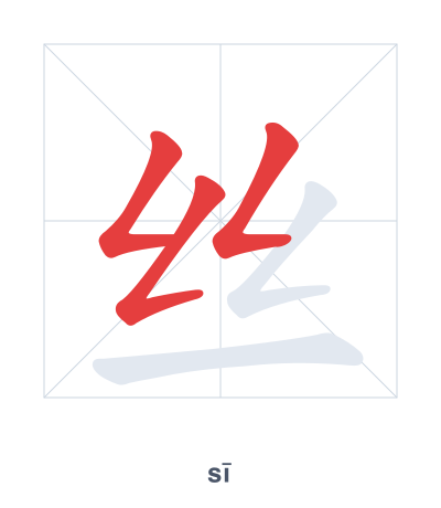 Stroke order practice for 丝 - sī