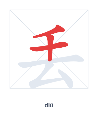 Stroke order practice for 丢 - diū