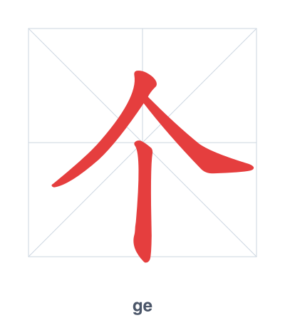 Stroke order practice for 个 - ge