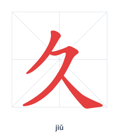 Stroke order practice for 久 - jiǔ
