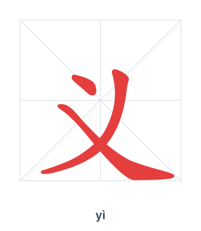 Stroke order practice for 义 - yì