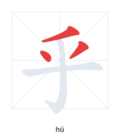 Stroke order practice for 乎 - hū