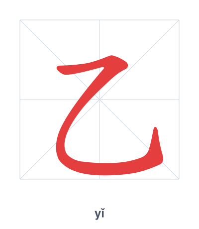 Stroke order practice for 乙 - yǐ