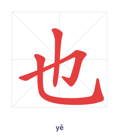 Stroke order practice for 也 - yě