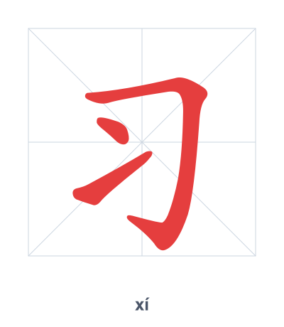Stroke order practice for 习 - xí