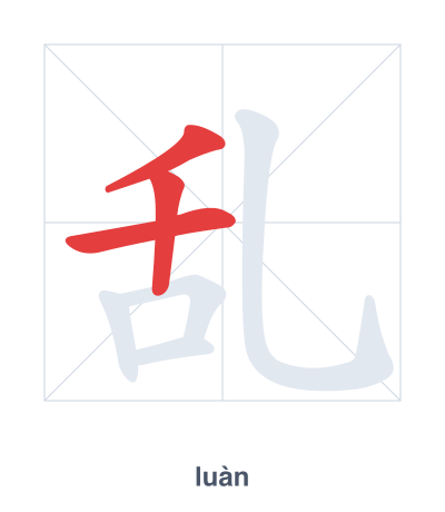 Stroke order practice for 乱 - luàn