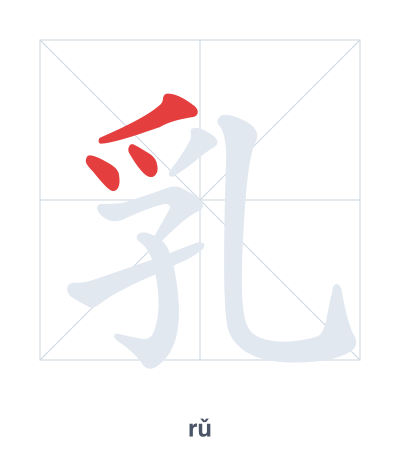 Stroke order practice for 乳 - rǔ