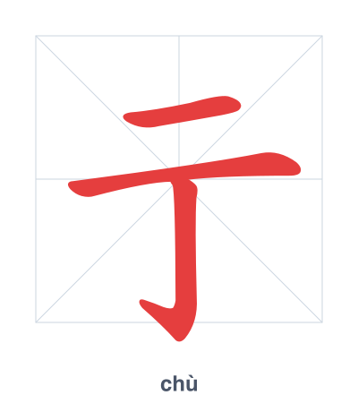 Stroke order practice for 亍 - chù