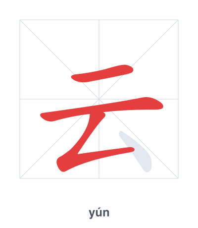 Stroke order practice for 云 - yún
