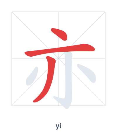 Stroke order practice for 亦 - yì