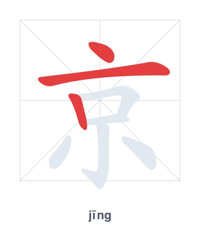 Stroke order practice for 京 - jīng