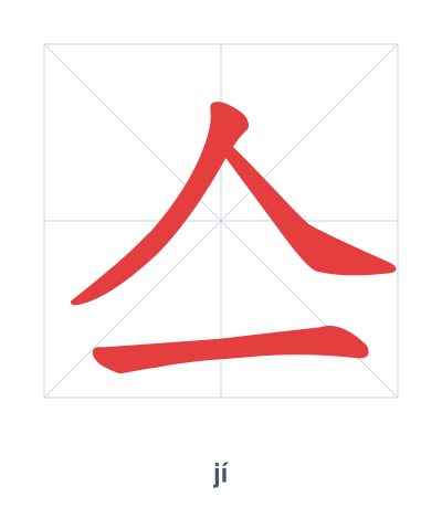 Stroke order practice for 亼 - jí