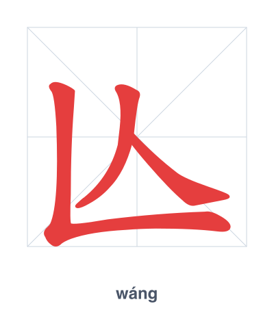 Stroke order practice for 亾 - wáng