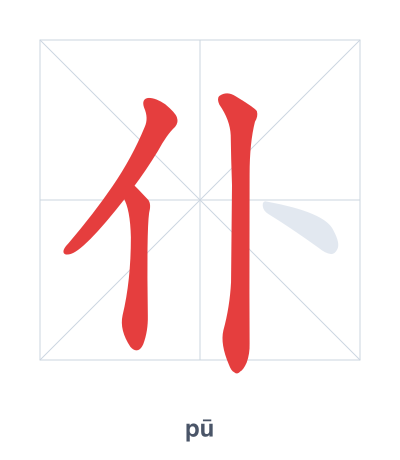 Stroke order practice for 仆 - pū