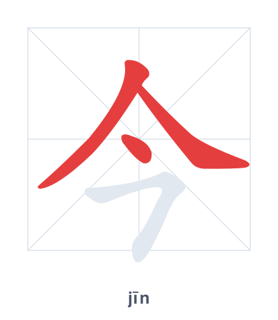 Stroke order practice for 今 - jīn