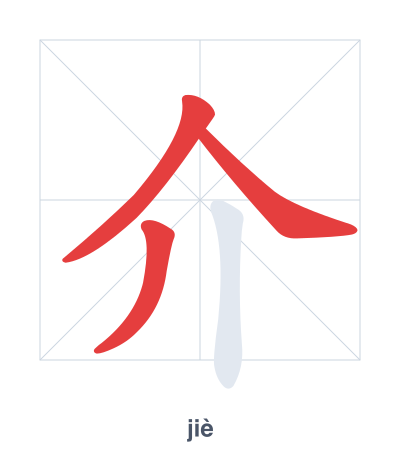 Stroke order practice for 介 - jiè