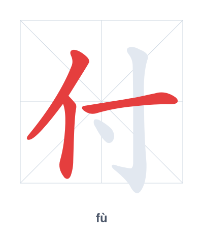 Stroke order practice for 付 - fù