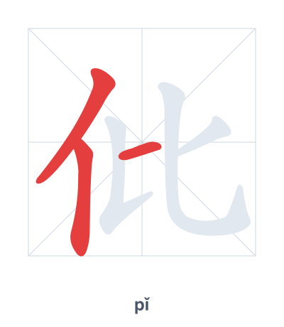 Stroke order practice for 仳 - pǐ