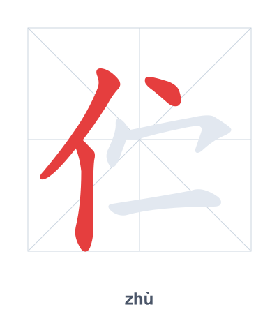 Stroke order practice for 伫 - zhù