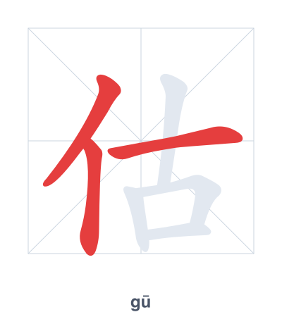 Stroke order practice for 估 - gū
