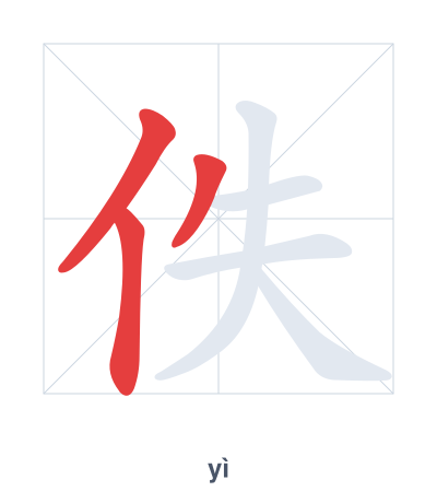 Stroke order practice for 佚 - yì