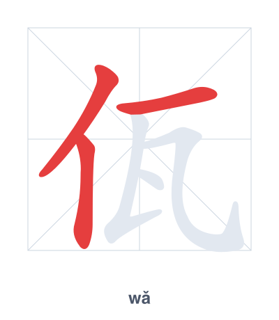Stroke order practice for 佤 - wǎ