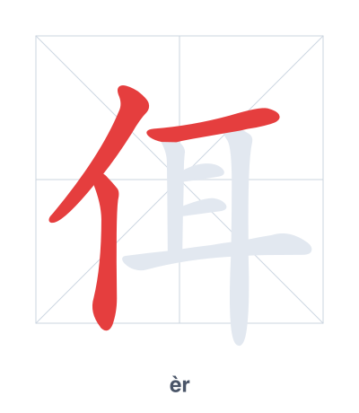 Stroke order practice for 佴 - èr