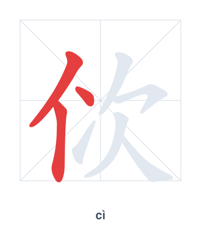 Stroke order practice for 佽 - cì