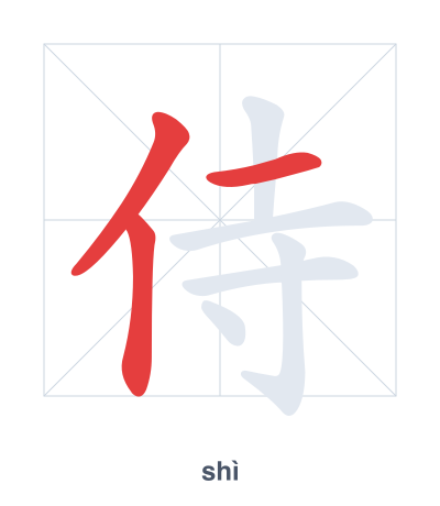Stroke order practice for 侍 - shì