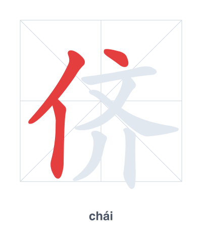 Stroke order practice for 侪 - chái