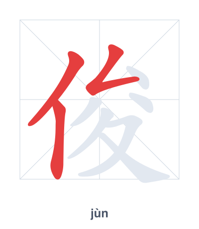 Stroke order practice for 俊 - jùn