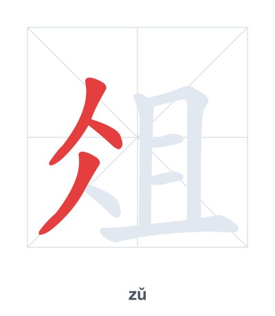 Stroke order practice for 俎 - zǔ