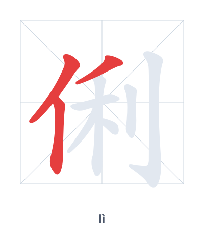 Stroke order practice for 俐 - lì