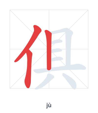 Stroke order practice for 俱 - jù