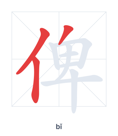 Stroke order practice for 俾 - bǐ