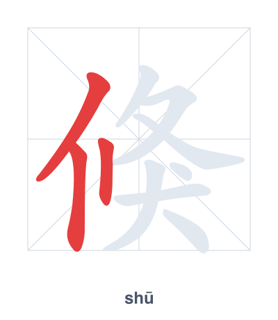 Stroke order practice for 倏 - shū