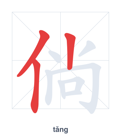 Stroke order practice for 倘 - tǎng