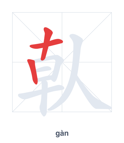 Stroke order practice for 倝 - gàn