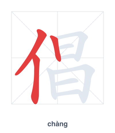 Stroke order practice for 倡 - chàng