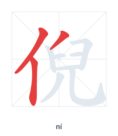 Stroke order practice for 倪 - ní