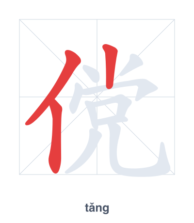 Stroke order practice for 傥 - tǎng
