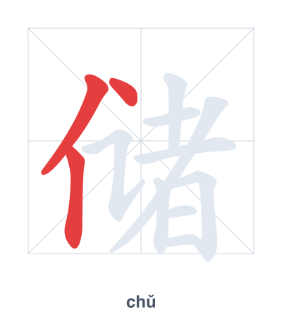 Stroke order practice for 储 - chǔ
