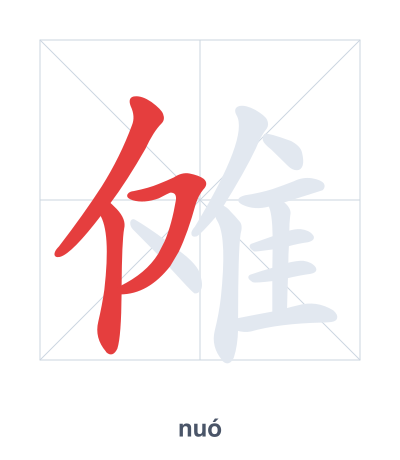 Stroke order practice for 傩 - nuó
