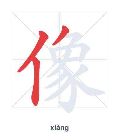 Stroke order practice for 像 - xiàng
